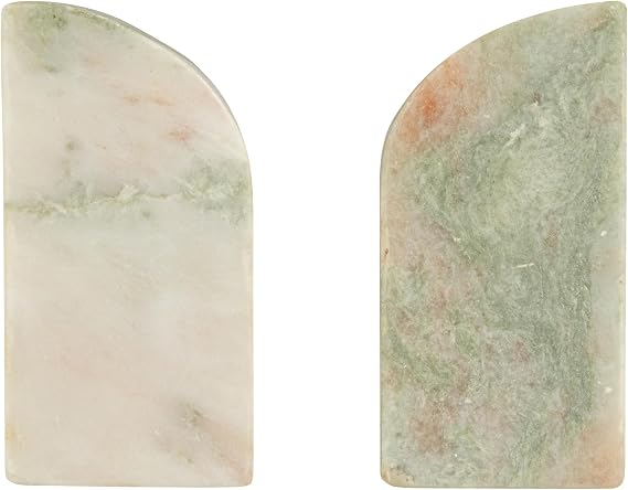 Creative Co-Op Half Arch Marble Bookends, Green