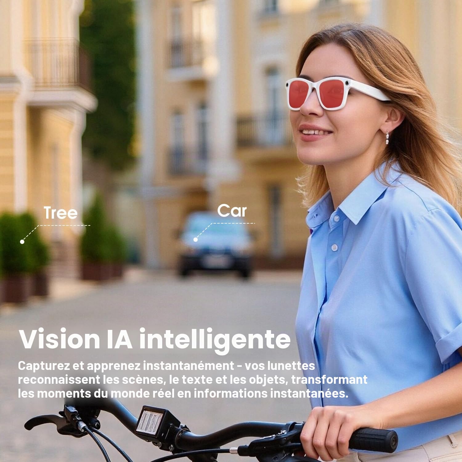 AI Smart Glasses 4K Caméra HD 290 mAh 800 W Lunettes de caméra avec Enregistrement vidéo, Traduction simultanée/Identification d'objet GPT, Verres de Protection UV400 Contre la lumière Bleue