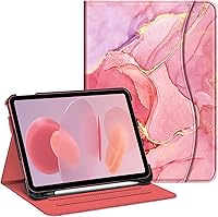 Fintie Marble Pink Case for iPad 11th Gen 2025 (11") & 10th Gen 2022 (10.9") - Multi-Angle Stand, Pencil Holder, Pocket