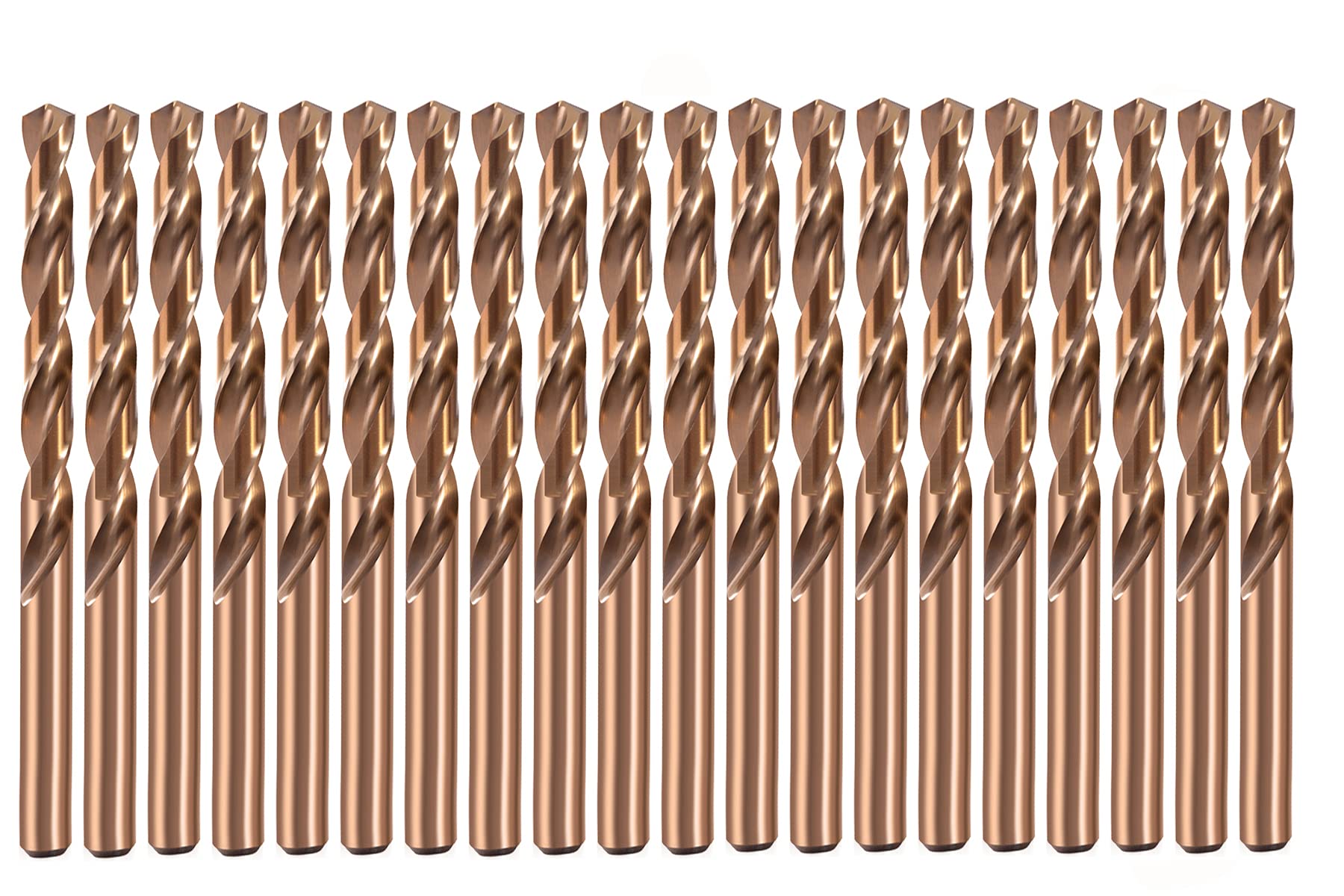 Cobalt Drill Bit Set 19/64 in. 20Pcs HSS M35 Jobber Length Twist Drill Steel Metal