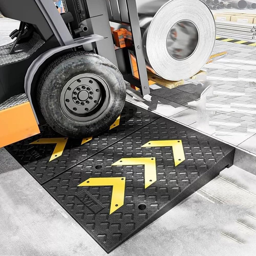 Rampes De Bordure en Caoutchouc, Rampes De Seuil pour Fauteuil Roulant, Rampe De Trottoir 10-25cm Hauteur, Rampe De Chargement Antidérapante(50 * 100 * 24cm)