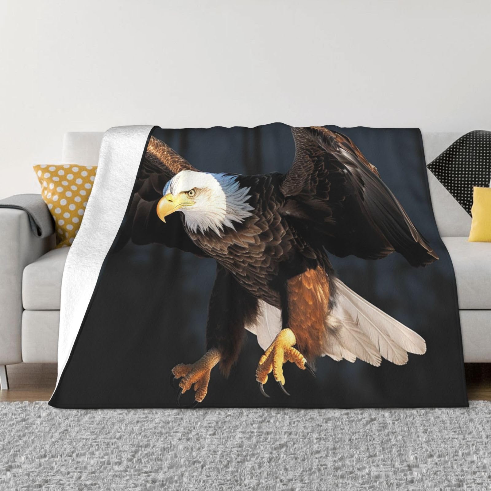 KLOPH Bald Eagle Throw Blanket 40"x30" Flannel Fluffy Warm Blanket for Couch, Reversible Plush Blankets for Bed, Comfy Fuzzy Blanket for Sofa, Plush Lightweight-Blankets for All Season