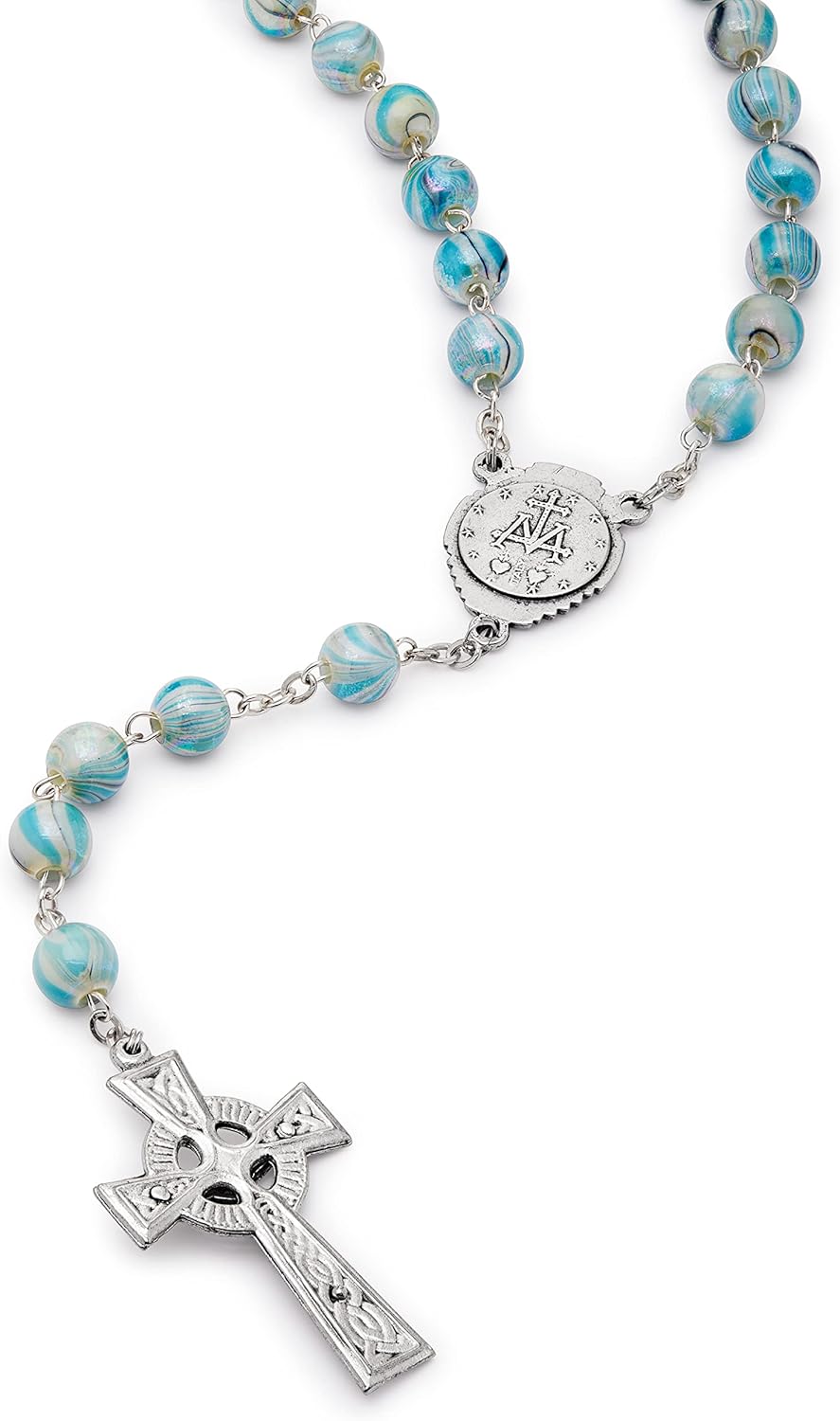 Mondo Cattolico Rosary Beads catholic for Women and Men from Vatican, Five Decades Rosary of Our Lady of Miraculous Medal centerpiece - Perfect Catholic gifts - Image 2
