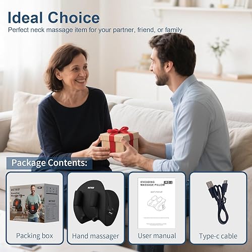 Miniatura 9 de Masajeador de cuello 2025, relajante de cuello y hombros con calor, 3 modos y fuerzas, masajeador de cuello para aliviar el dolor de tejido