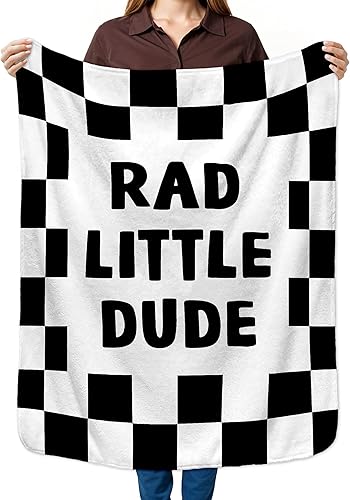 Miniatura 8 de HIWX Manta a cuadros negros y blancos para niños, manta de guardería a cuadros, moderna manta retro de coche de carreras para habitación de niños,