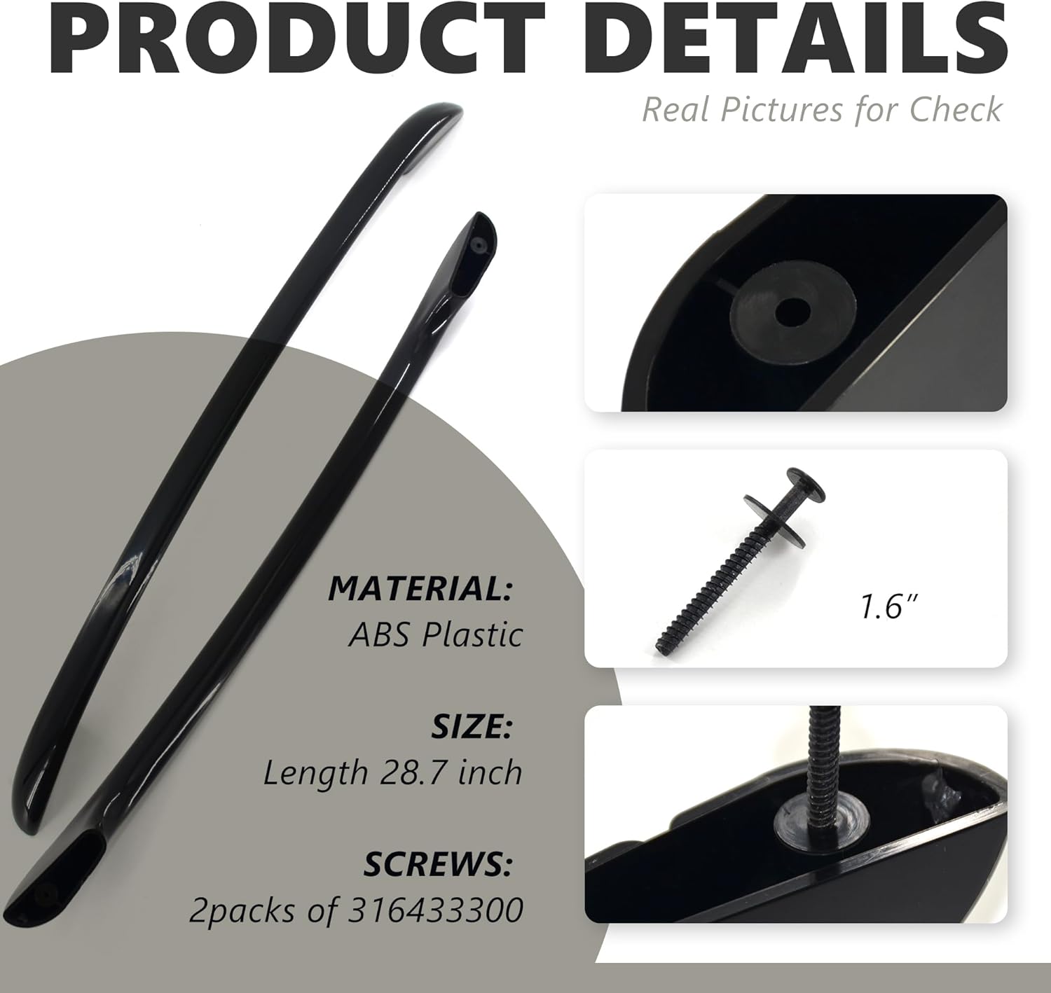 5304458312 Oven Door Handle Appliance Replacement Compatible with Kenmore Electrolux Frigidaire Fit for Kitchen Range Stove with 2 316433300 Oven Door Handle Screws