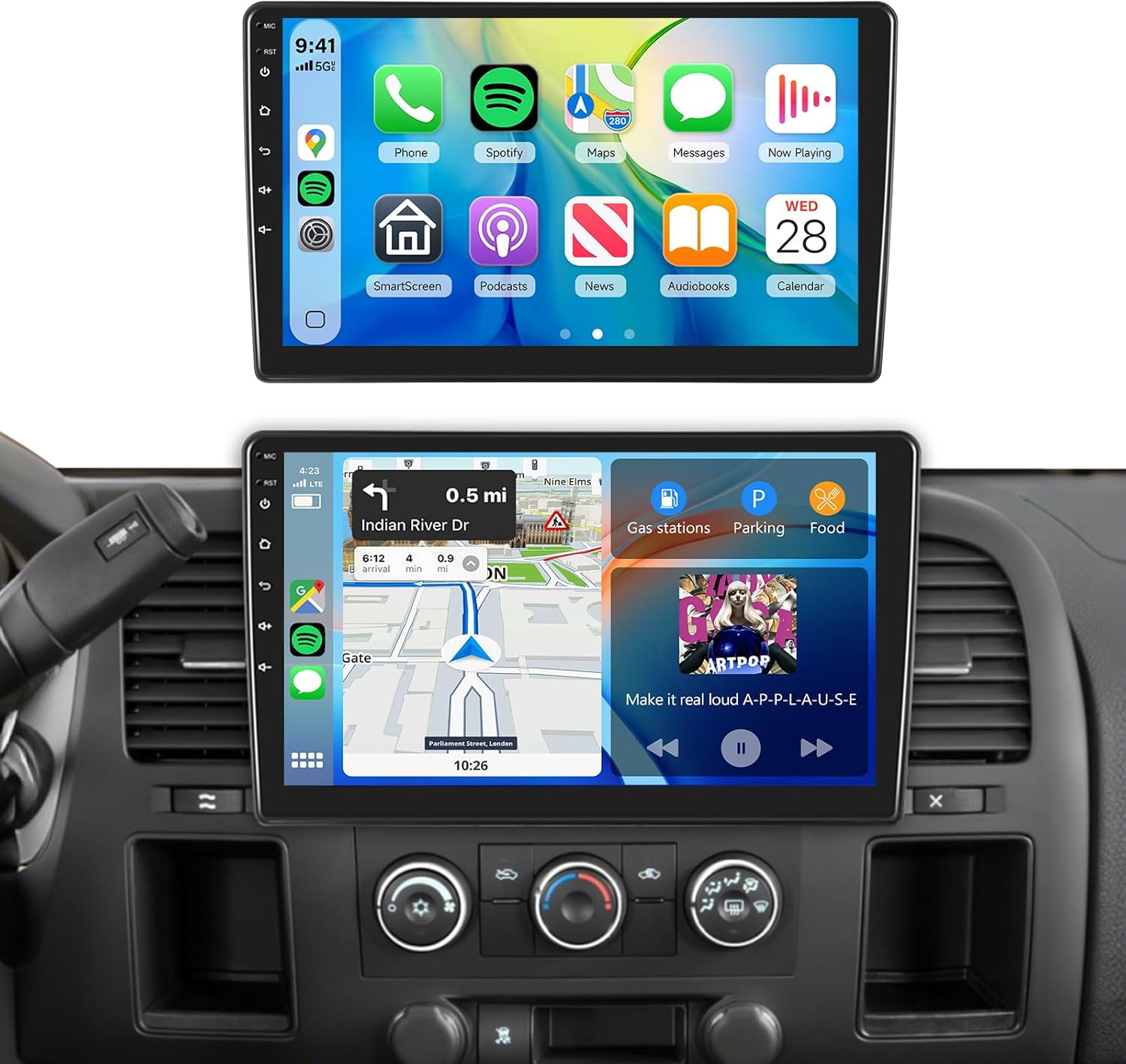 4G+128G Car Radio Stereo for Chevy Silverado 2007-2013 Tahoe GMC Sierra Yukon,10.1" IPS Touch Screen/Android 15/Wireless CarPlay/Android Auto/DSP/GPS/WiFi/5.0Bluetooth/AHD Backup Camera