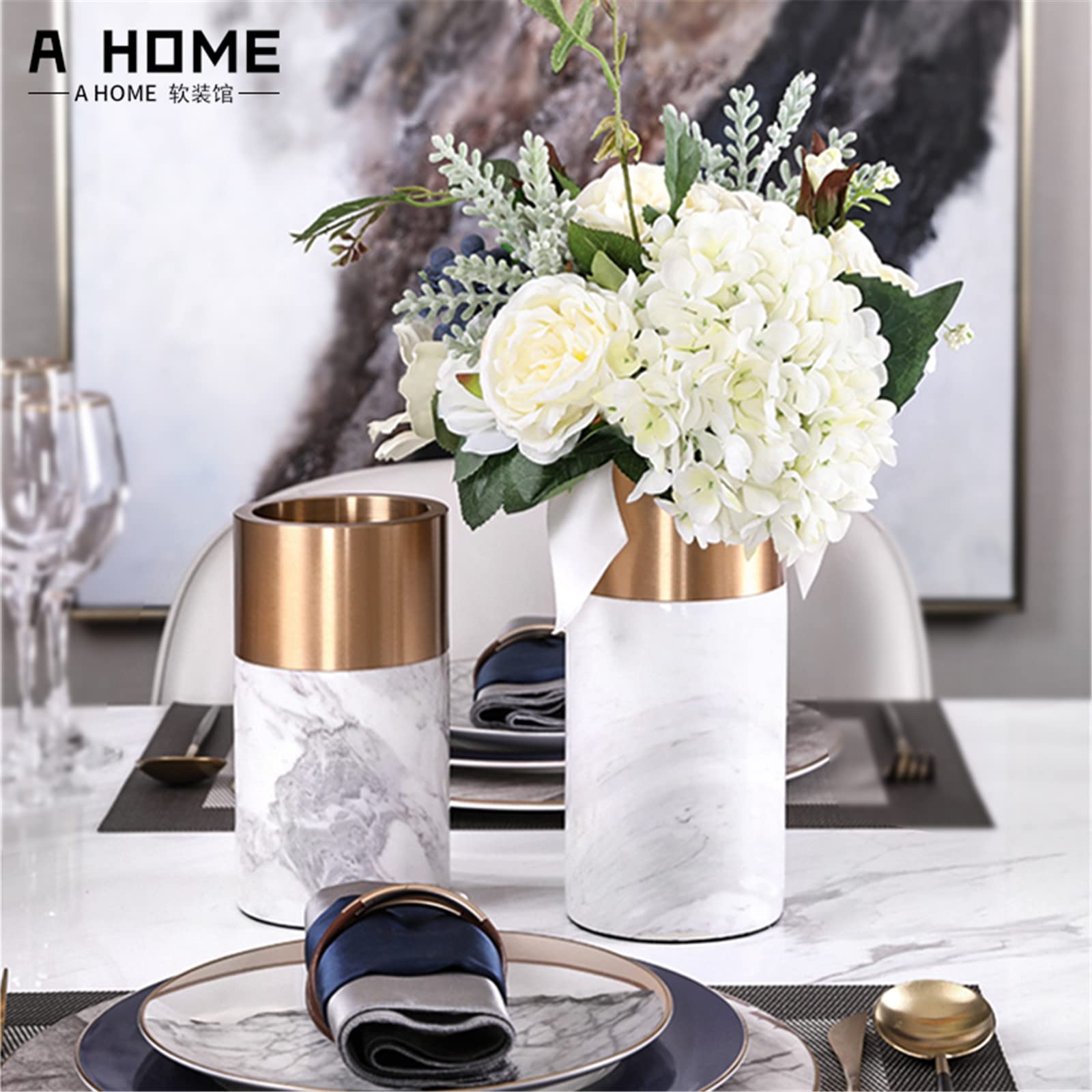Amazon.com: M8HHLAN White Marble Vase, Modern Nesting Vase  