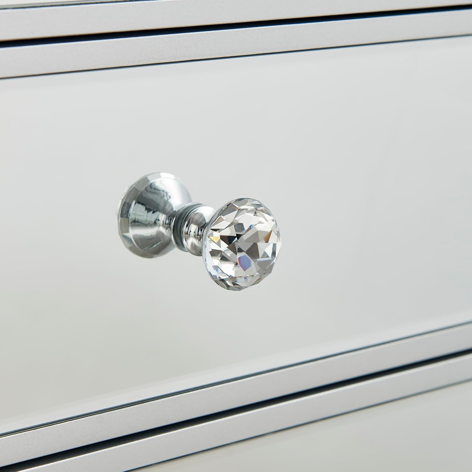 Furniturebox UK Venetian Mirrored Bedside Side Table Cabinet Modern 3 Drawer