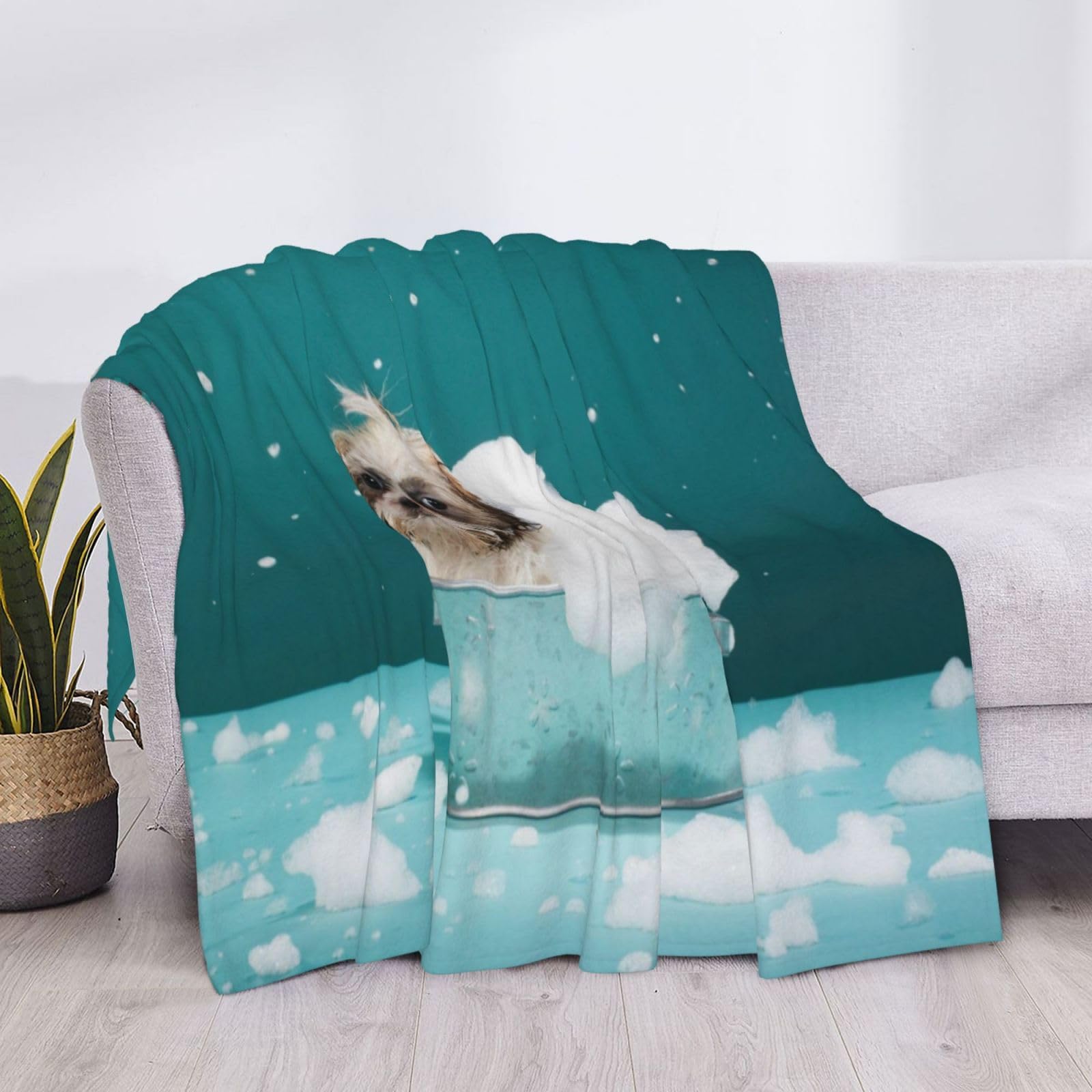 Couverture en flanelle épaisse de 203 x 152 cm, couverture de bain et de chien, couverture polaire pour lit et canapé, voyage