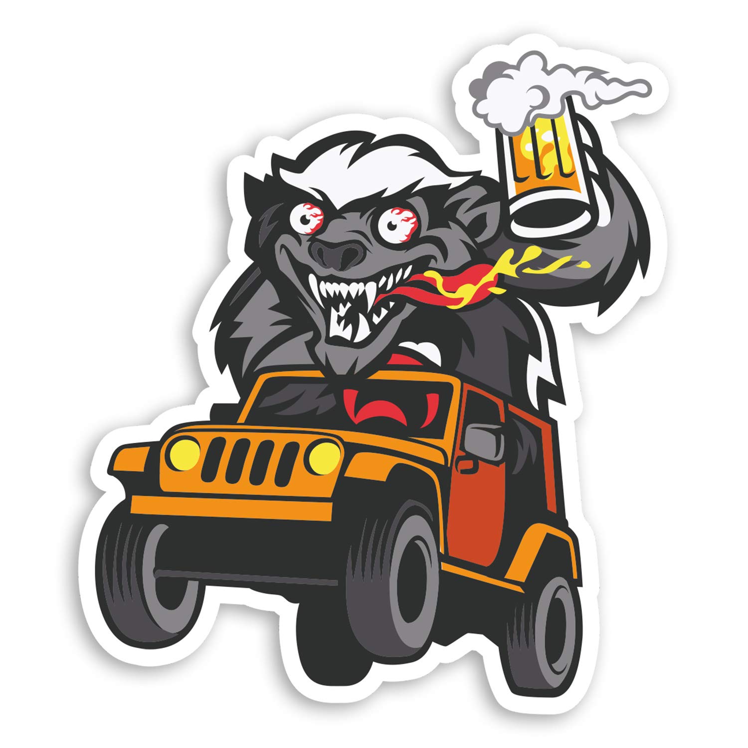 Destination Vinyl Ltd Multi 2 X 10Cm Crazy Honey Badger Vinyl Stickers - 4X4 Bike Funny Kids Sticker #29012