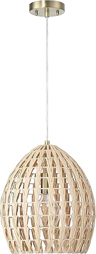 Robert Stevenson Lighting Persephone - Lámpara de techo de ratán tejida a mano y metal, natural