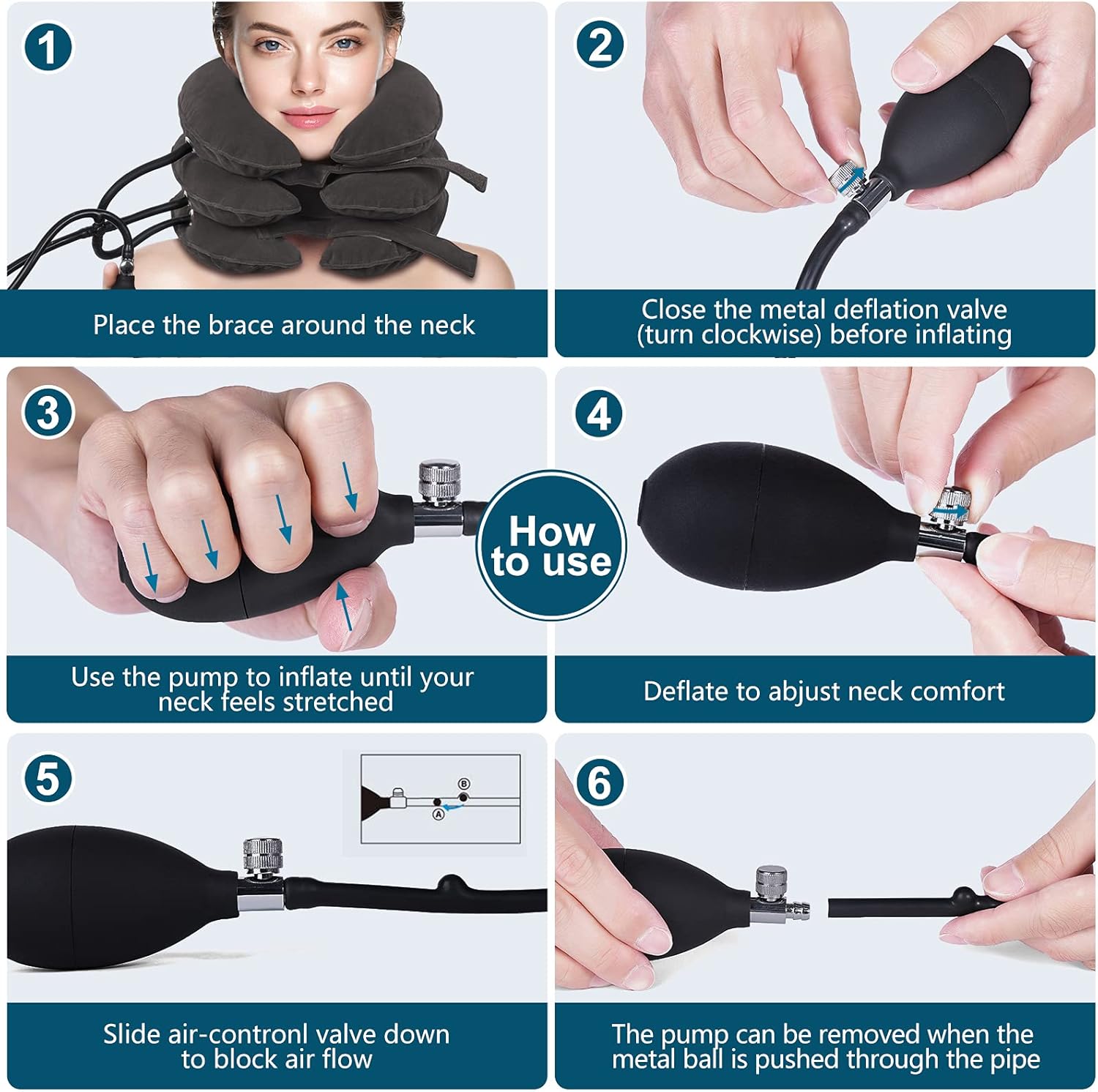 Cervical Neck Traction Device,Portable Neck Stretcher Cervical Traction Provide Neck Support and Neck Pain Relief,Neck Traction Devices for Home Use Neck Decompression (Grey) : Health & Household