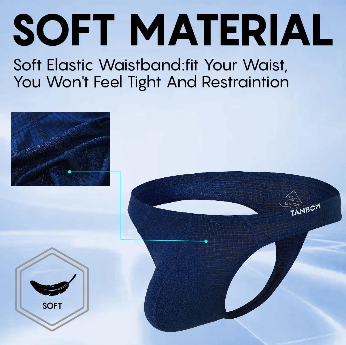 Mens Bulge Pouch Thongs Underwear Sexy Low Rise Striped T-Back Breathable Stretch G Strings - Image 3