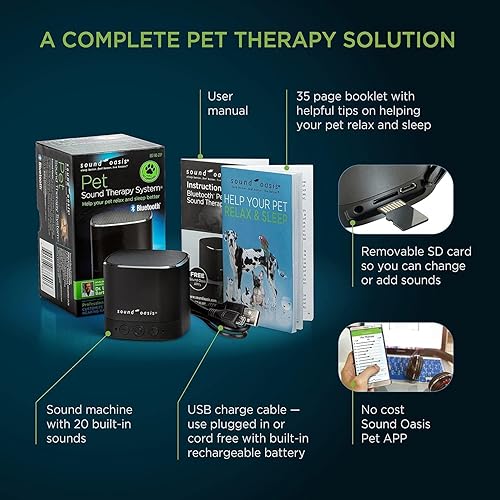 Miniatura 5 de Sound Oasis Máquina de sonido Bluetooth para mascotas, 20 Dr desarrolló sonidos calmantes para calmar, relajarse, separar, ansiedad, alivio del