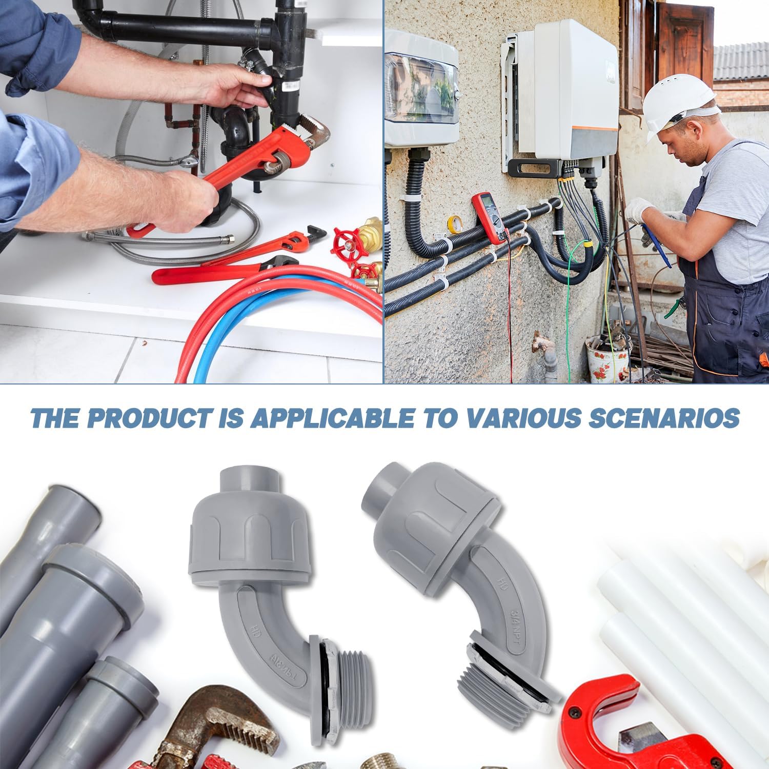 3/4 inch Liquid Tight Connector 90 Degree PVC Flexible Conduit Connector, UL Listed Liquid Tight Electrical Conduit Fittings (36 Pcs)