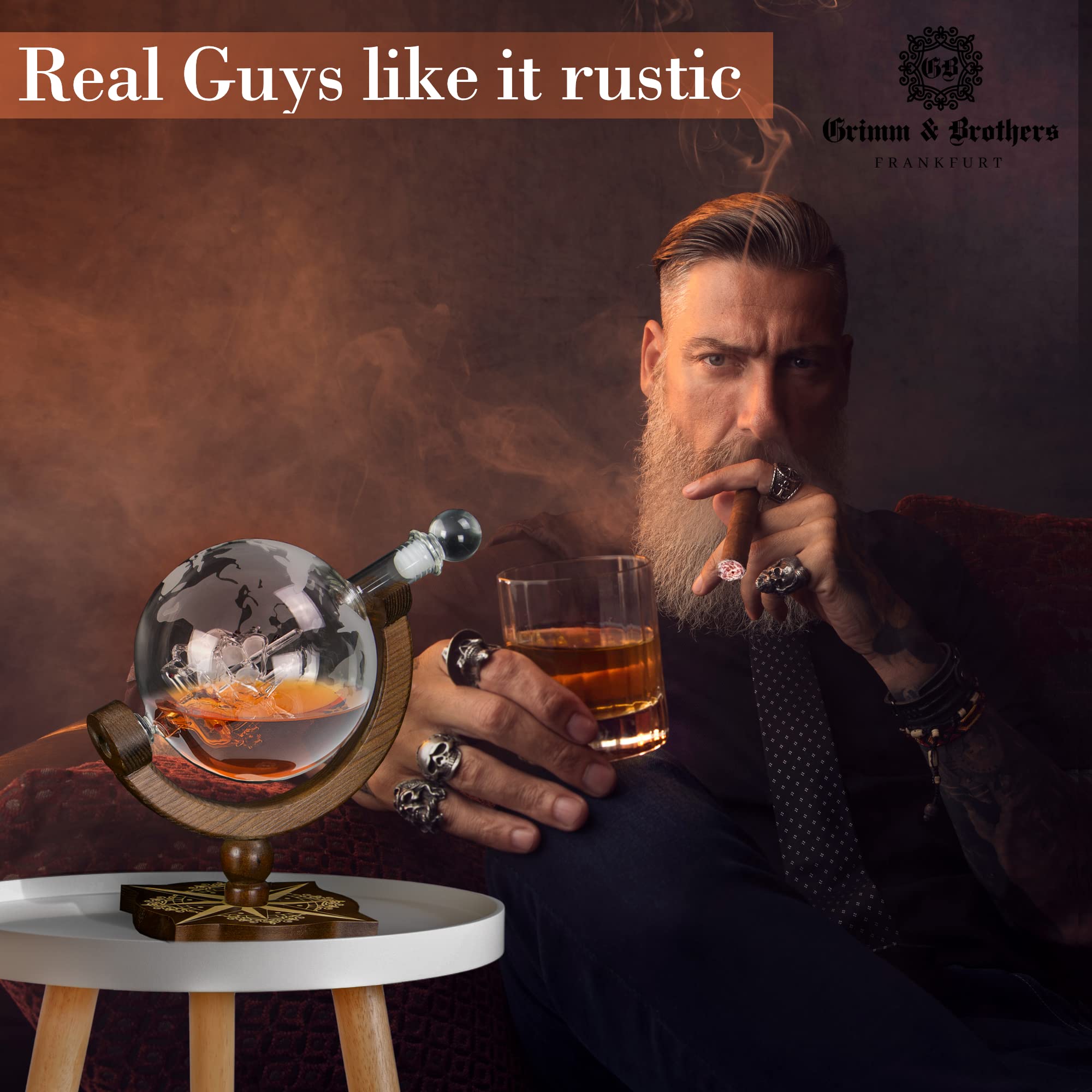 Grimm & Brothers: Caraffa per whisky da 850 ml con biglietto di auguri – accessorio per whisky – whiskey – accessorio da whisky – whisky decanter - whiskey decanter – decanter per whiskey