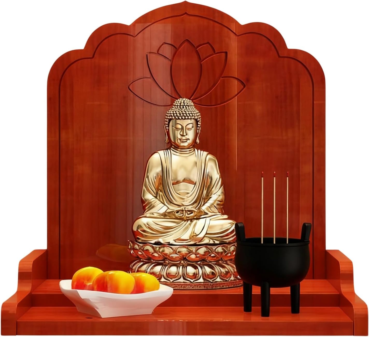 Wall-Mounted Buddha Altar Shelf, Solid Wood Shrine Altar Table Stand, Home Display Decor Prayer Stand(Red,Small)
