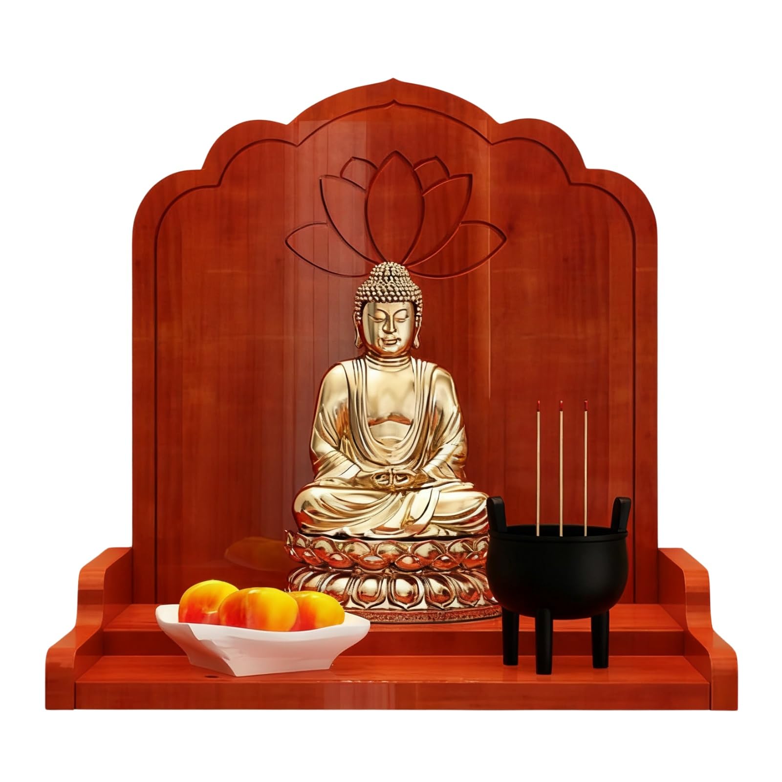 Wall-Mounted Buddha Altar Shelf, Solid Wood Shrine Altar Table Stand, Home Display Decor Prayer Stand(Red,Small)