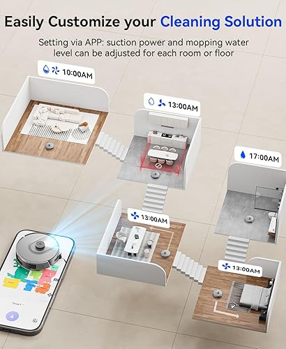 Miniatura 6 de Redroad Robot aspirador, robot aspirador de 15,000 Pa y trapeador, robot de vacío de vacío de 90 días, robot aspirador de aplicación 5G2.4GWiFi,