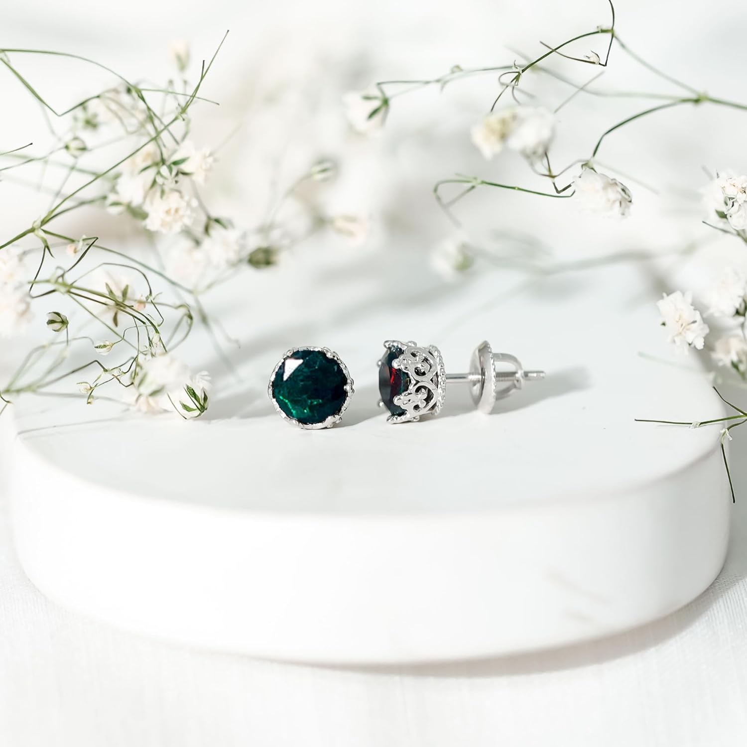 Natural 1.6 Carat Black Opal Stud Earrings in Silver, AAA Quality, Certified Vintage Opal Earrings - Gifts For Women - Image 5