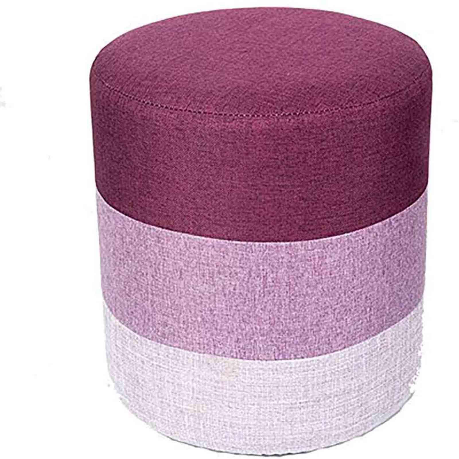 Tabouret repose-pieds rond violet DASHADAO en bois massif et assise rembourrée lavable