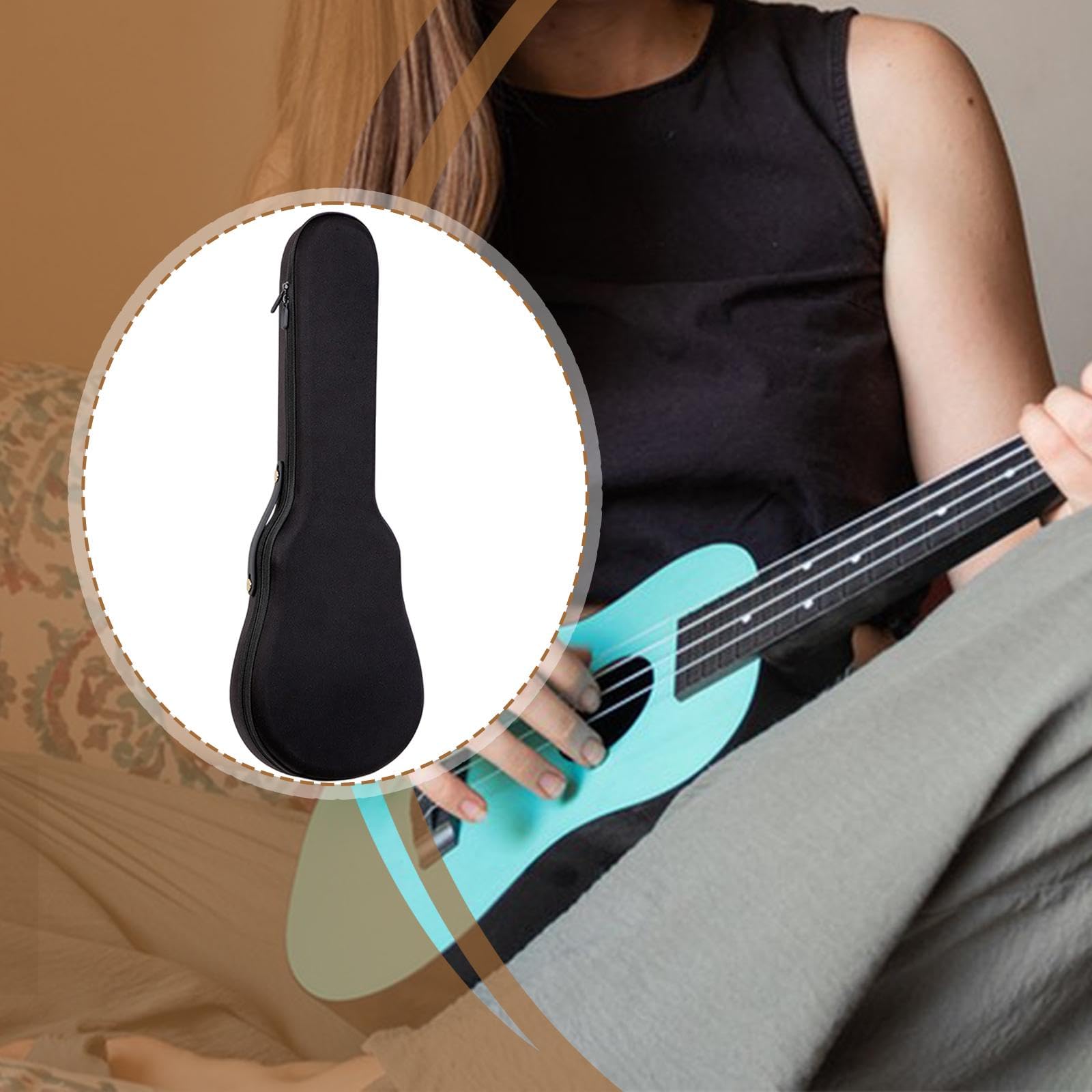 Ukulele Estuche de Transporte Impermeable con Espuma Gruesa Funda Segura Y Correa de Hombro Suave Adecuada para Familias Presentaciones Traslados, Negro