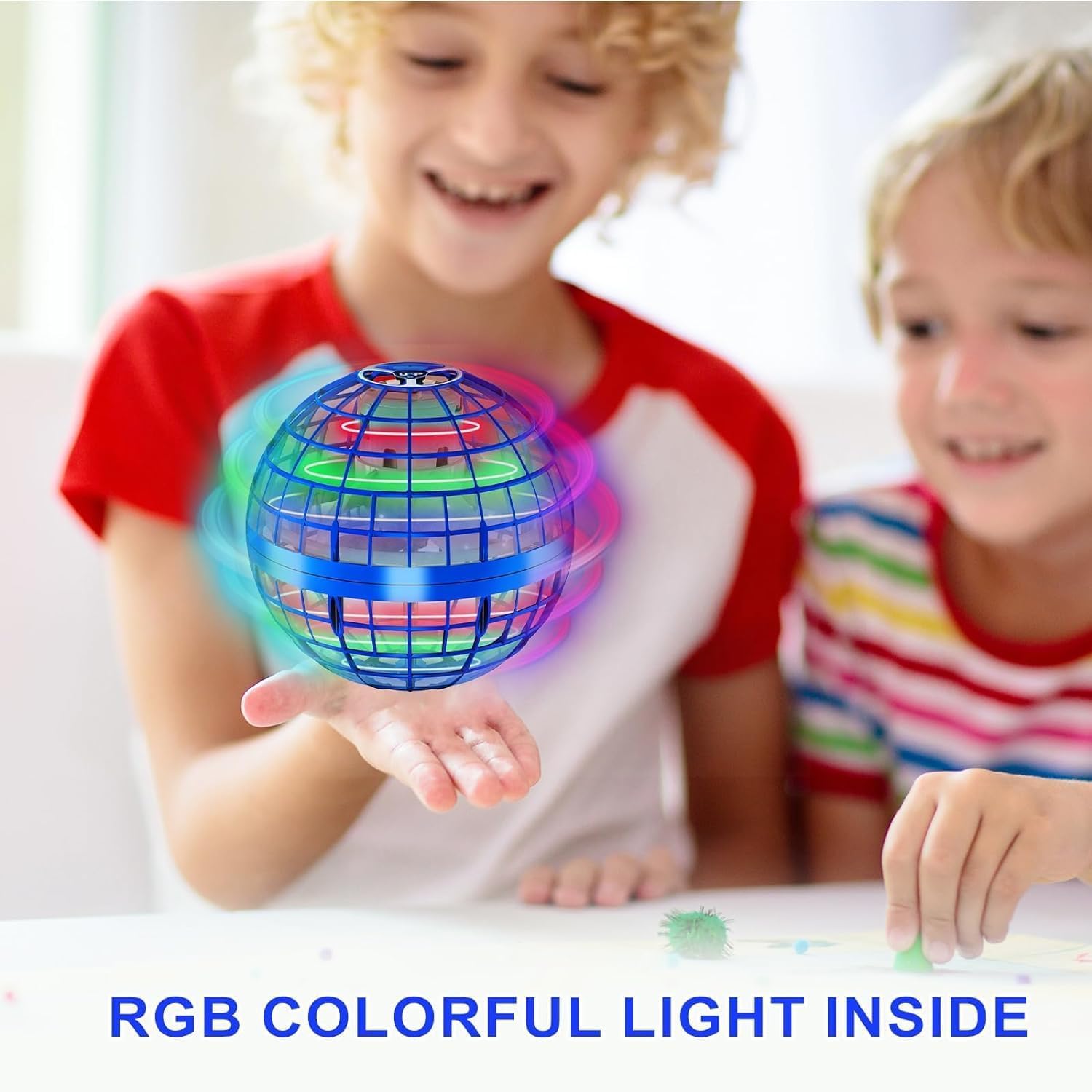 Drumstone (𝗦𝗽𝗲𝗰𝗶𝗮𝗹 𝟱 𝗬𝗲𝗮𝗿𝘀 𝗪𝗮𝗿𝗿𝗮𝗻𝘁𝘆) Hand-Controlled Flying Orb Ball Toy – Intelligent Hovering UFO with LED Lights, Rechargeable, Durable & Safe for Kids – Fun Boomerang Ball - Image 8 thumbnail