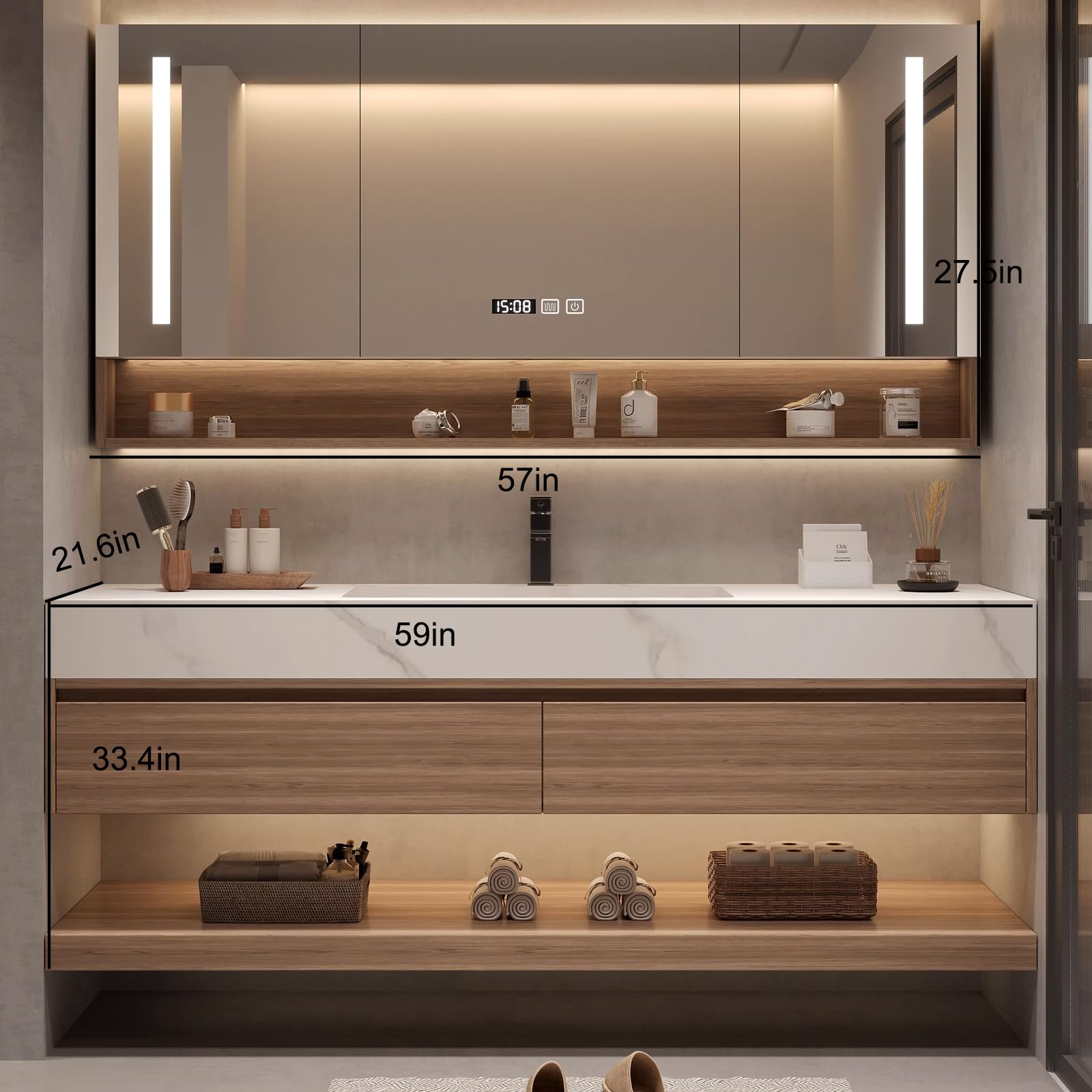 Amazon.com: Kadaligh 60IN Modern Bathroom Vanity Cabinet with