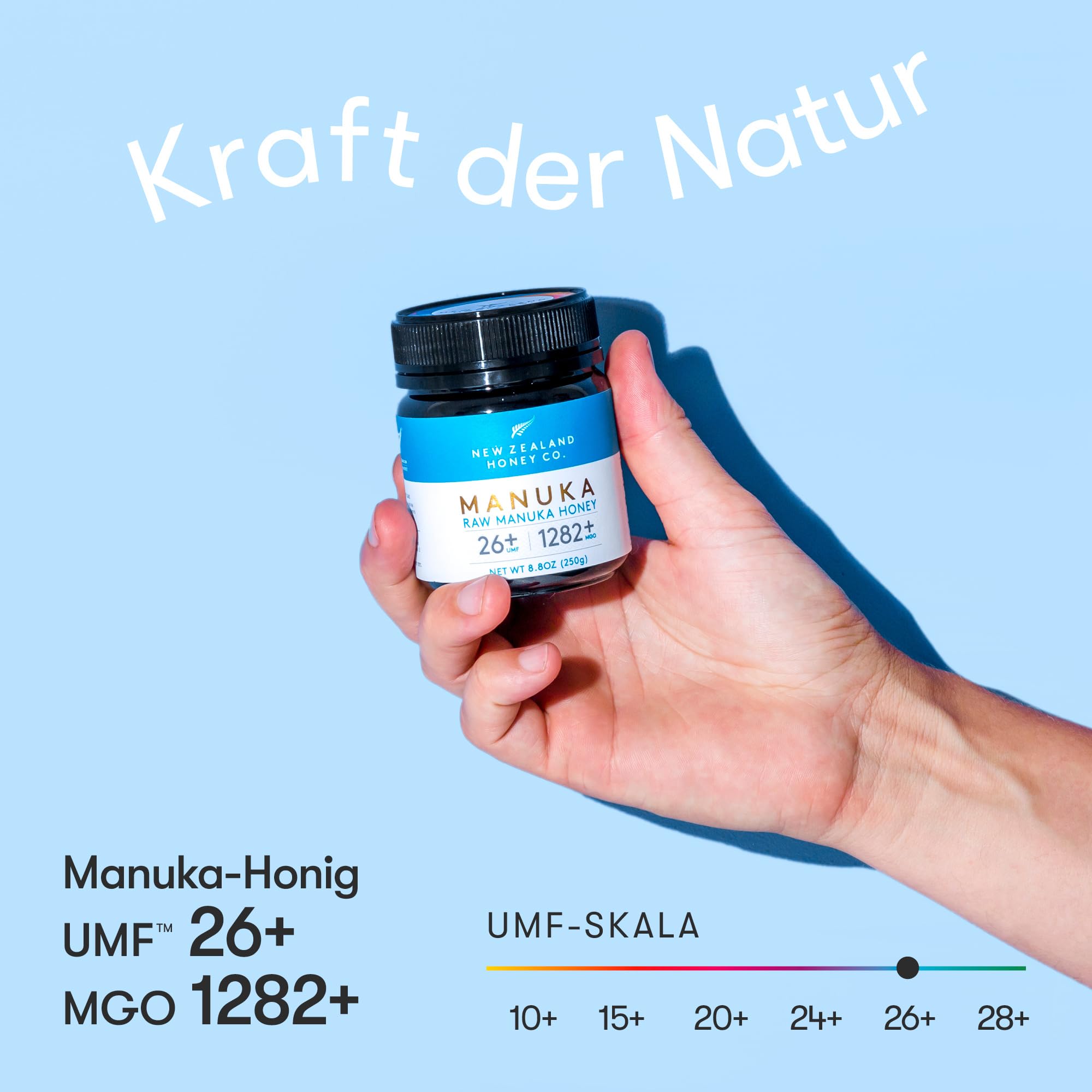 Manuka Honig MGO 1282+ UMF 26+, unabhängig laborgeprüft, roh, 250g | Seltener Spitzengrad, einer der stärksten UMF-zertifizierten Manuka Honige, unabhängig laborgeprüft, roh & monofloral