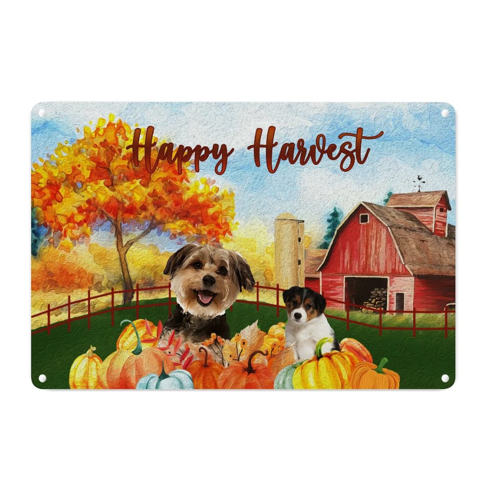 Plaque Golden Retriever Thanksgiving pour décoration automnale de jardin