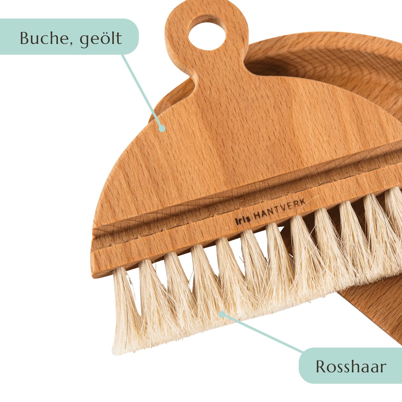 Tischbesen-Set - 2-teilig, klein und handlich, perfekt für Krümel und Brösel auf dem Esstisch oder der Küchen-Arbeitsplatte, Handfeger & Schaufel aus Holz, kleines Kehr-Set, Tischdecken-Bürste