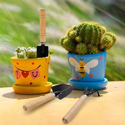 Miniatura 5 de 3 mini herramientas de jardinería, herramientas de mano portátiles de alta calidad pequeñas con asas antideslizantes, juego de pala y rastrillo para