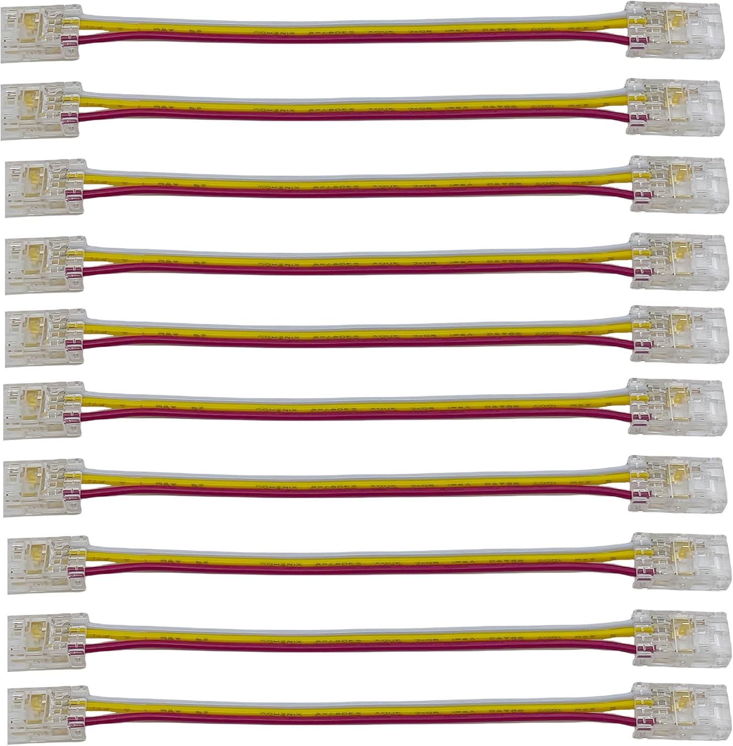 8mm 3Pin 10Pcs COB LED Strip Connectors,Double-Ended Strip to Wire Solderless with 10cm Wire Connector,for Double Color 5V/12V/24V LED Strips,No Soldering Required,Secure Connection.
