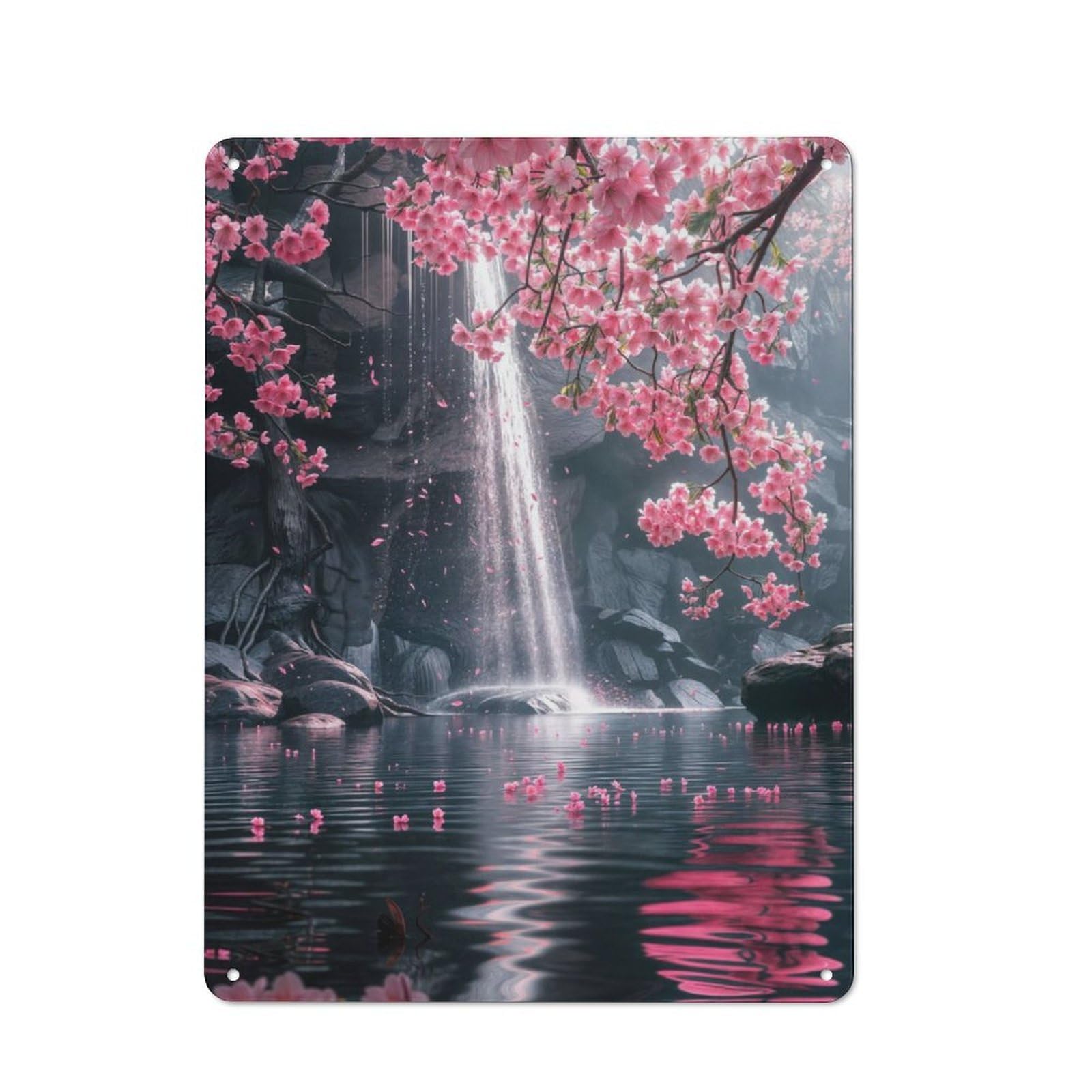 Junmoney Japanese Sakura Bloom Rustic Tin Sign 40X30cm Featuring For Garage Or Workshop, For Updating Garage And Workshop After Moving