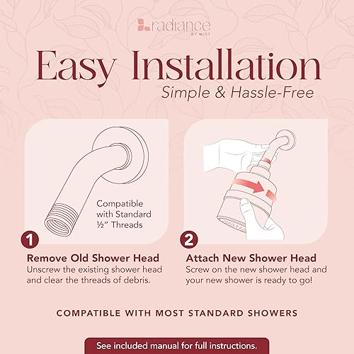 Miniatura 6 de Cabezal de filtro de ducha para agua dura que mejora la piel, el cabello y las uñas. Cabezal de ducha grande y filtrado de alto rendimiento con