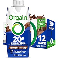Orgain Clean Protein Shake, Grass Fed Dairy, Creamy Chocolate Fudge - 20g Whey High Protein, Kosher, Ready to Drink, Low Net Carbs, Gluten Free, No Soy Ingredients, 11 Fl Oz (Pack of 12)
