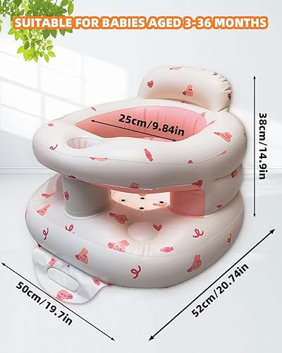 Miniatura 5 de Asiento de bebé inflable para bebés de 3 a 36 meses, silla de bebé con bomba de aire integrada, asiento de piso para bebé, asiento Bumbo para
