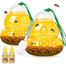 2 Pack Reusable Wasp Traps Outdoor Hanging with Baits | Bee Traps for Outside with Bait Attractant Refills Yellow Jacket Trap Carpenter Hornet Trap Wasp Catcher for Outdoor