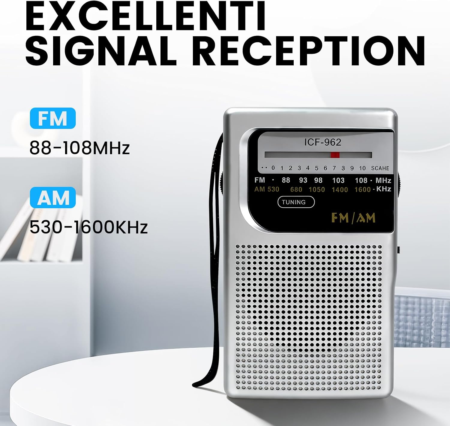 Radios Portable AM FM,Small Radio with 3.5 Input for Headphones Earphone Analog Tuning,Transistor Pocket Radio with Hand Strap,Used for Running/Walking/Traveling(Silver)