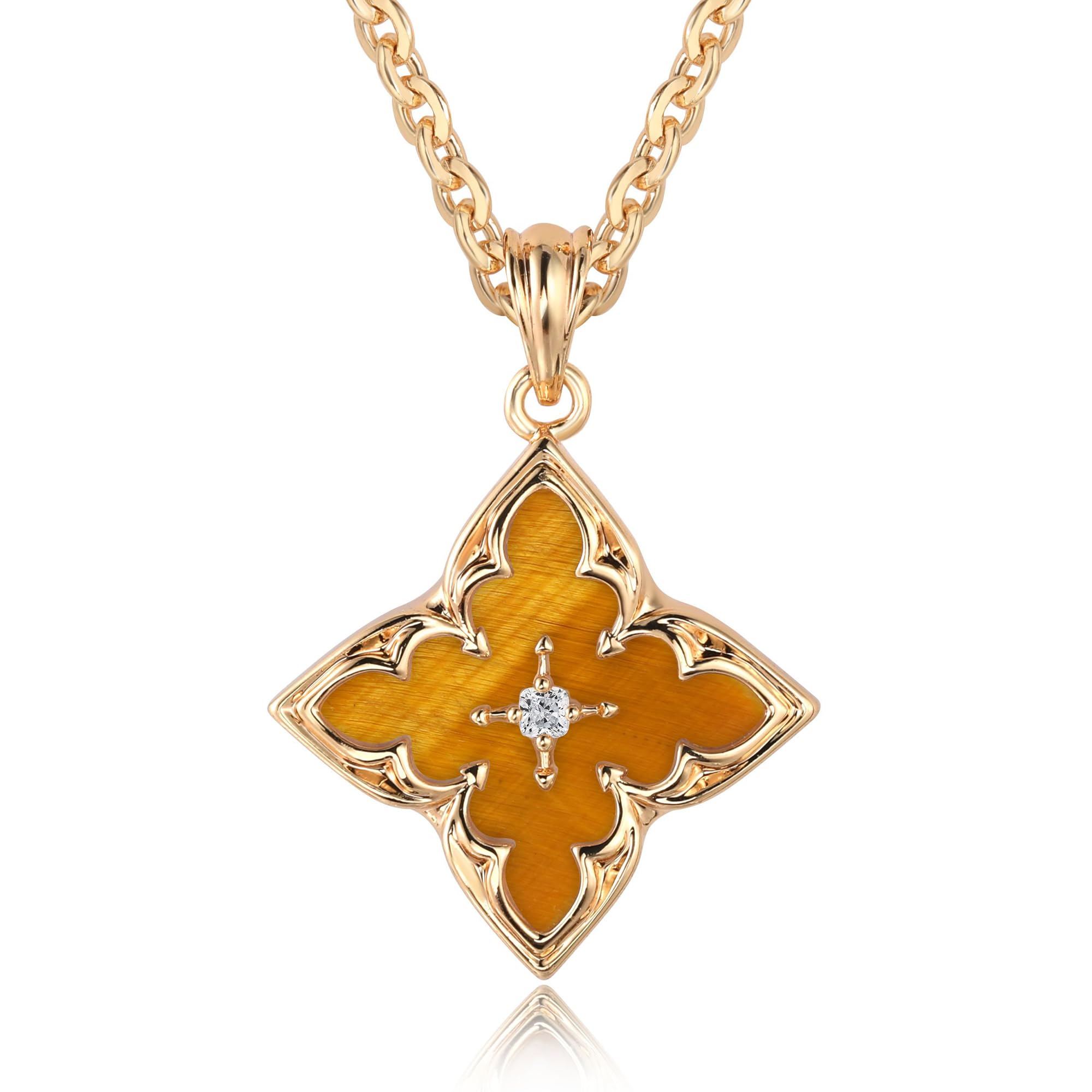 Jenosy Gold-Kleeblatt-Halskette für Damen Zierliche 14 karätig vergoldete CZ-Anhänger-Halskette Verstellbare Kette Choker-Anhänger Bunte Kleeblatt-Anhänger Glücksbringer-Halsketten für Damen Schmuck