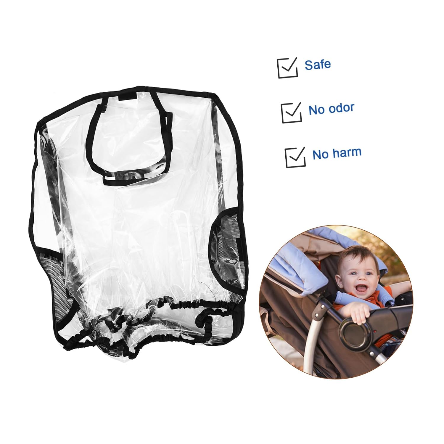 Windproof Waterproof Stroller Pram Rain Cover Shield for Carrier, Dustproof Protective Pushchair Outdoor Weather Protection Compatible with Travel
