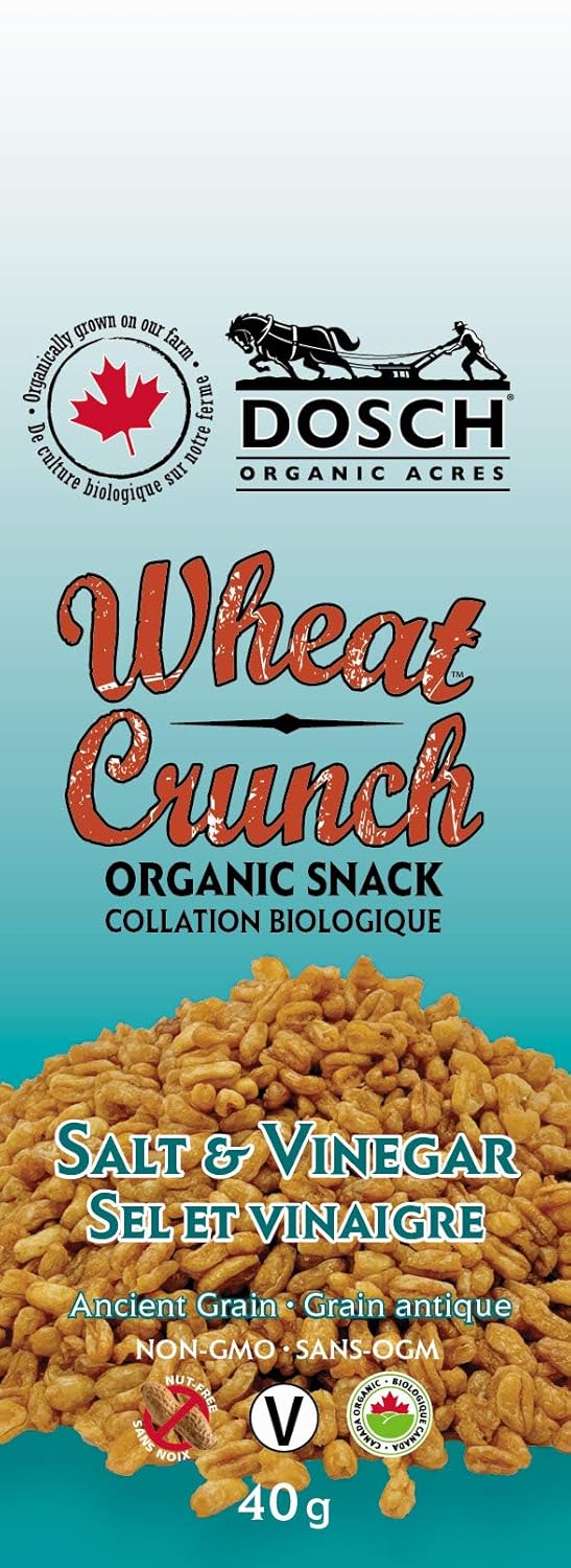 Wheat Crunch (Salt & Vinegar, Organic, Vegan, Nut free, Snack 40g Pkg 12)
