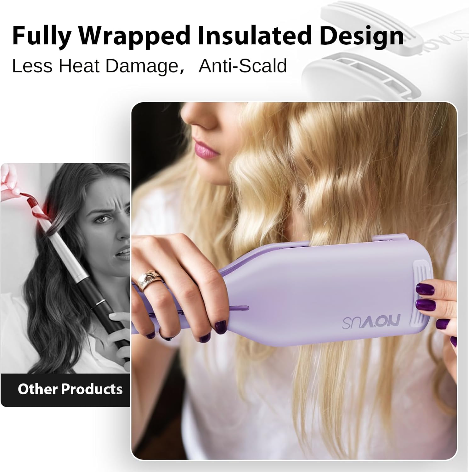 Waver Hair Tool NOVUSPRO Hair Crimper,Wave Curling Iron for All Hair Types,Ionic Waver Crimper Easy to use & Anti-Scald & Fast Heat up & Adjustable Time/Temps(1.4")