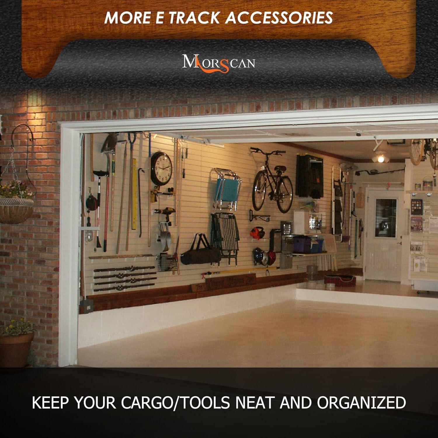 4-Pack E-Track Double Fitting J-Hooks, 2" Wide & 6" Deep Stable E Track Double J Hooks with Dual Fittings, Heavy Duty Shovel Hanger for Trailers, Trucks, Garden Tools Organizers Storage