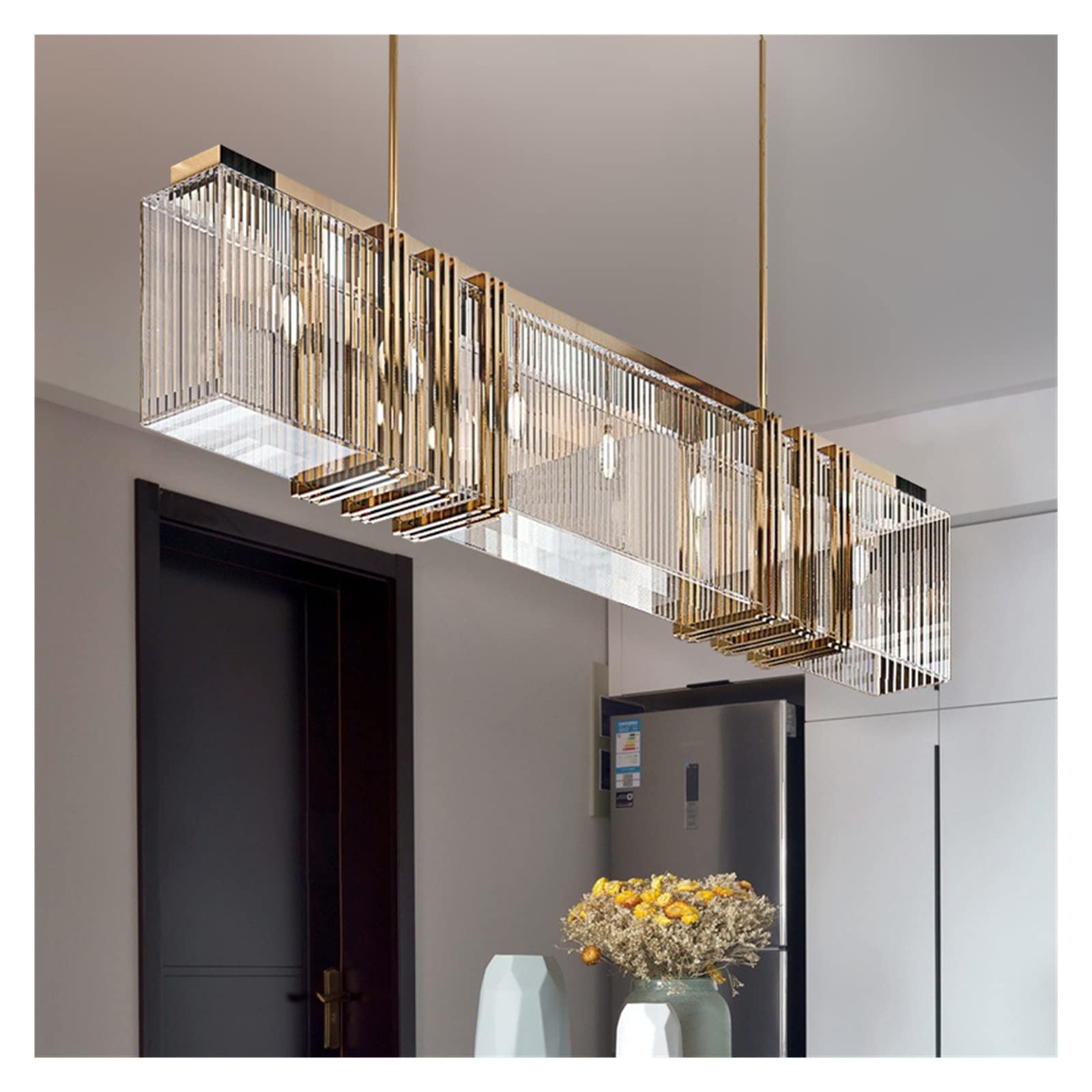 Éclairage de luxe en cristal L120CM à reflets scintillants