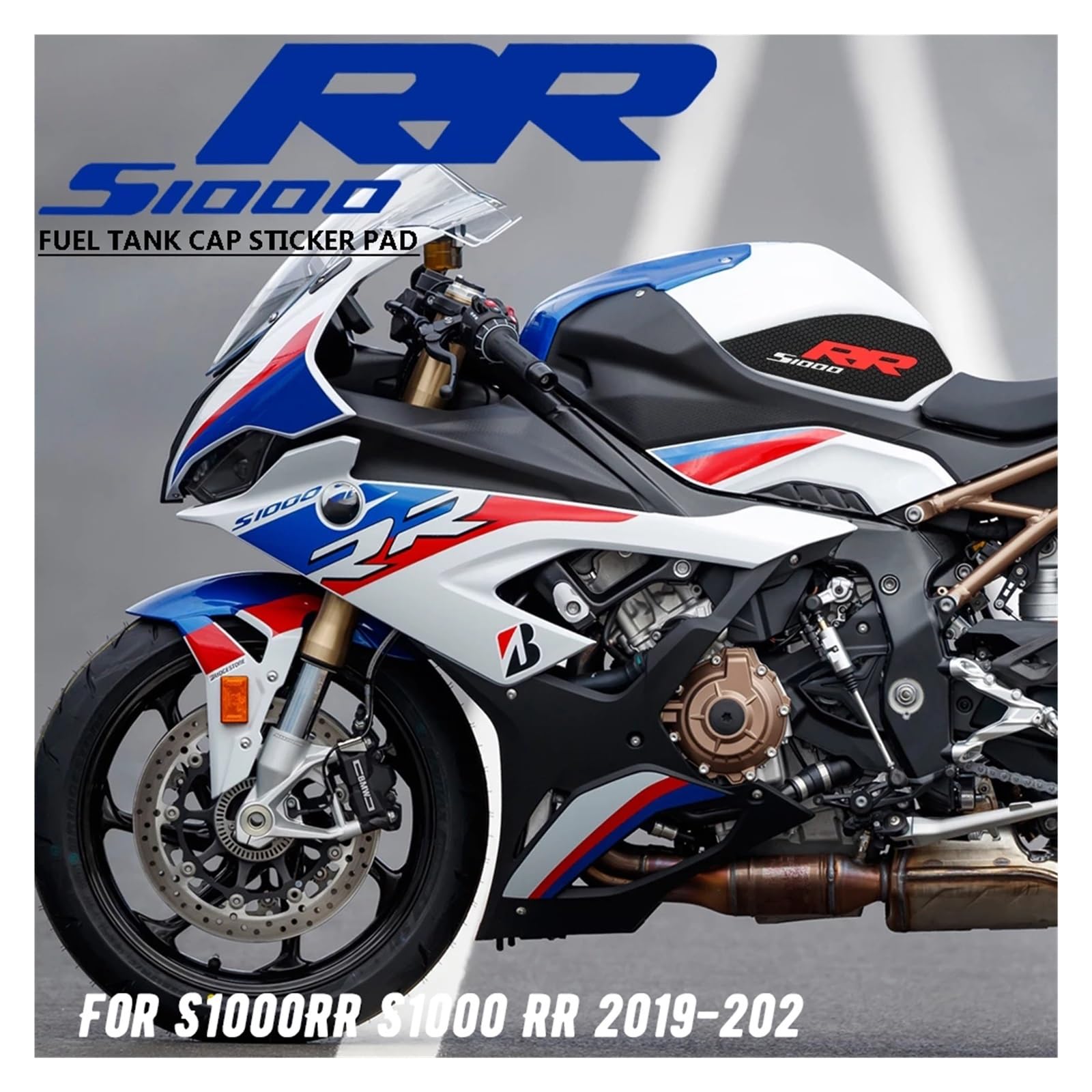 YHBH Moto Antiscivolo Serbatoio Tappo Serbatoio Carburante Rilievo di Rilievo della Copertura di Protezione Pastiglie Decalcomanie per S1000RR S1000 RR HP4 Traction Pad(10)