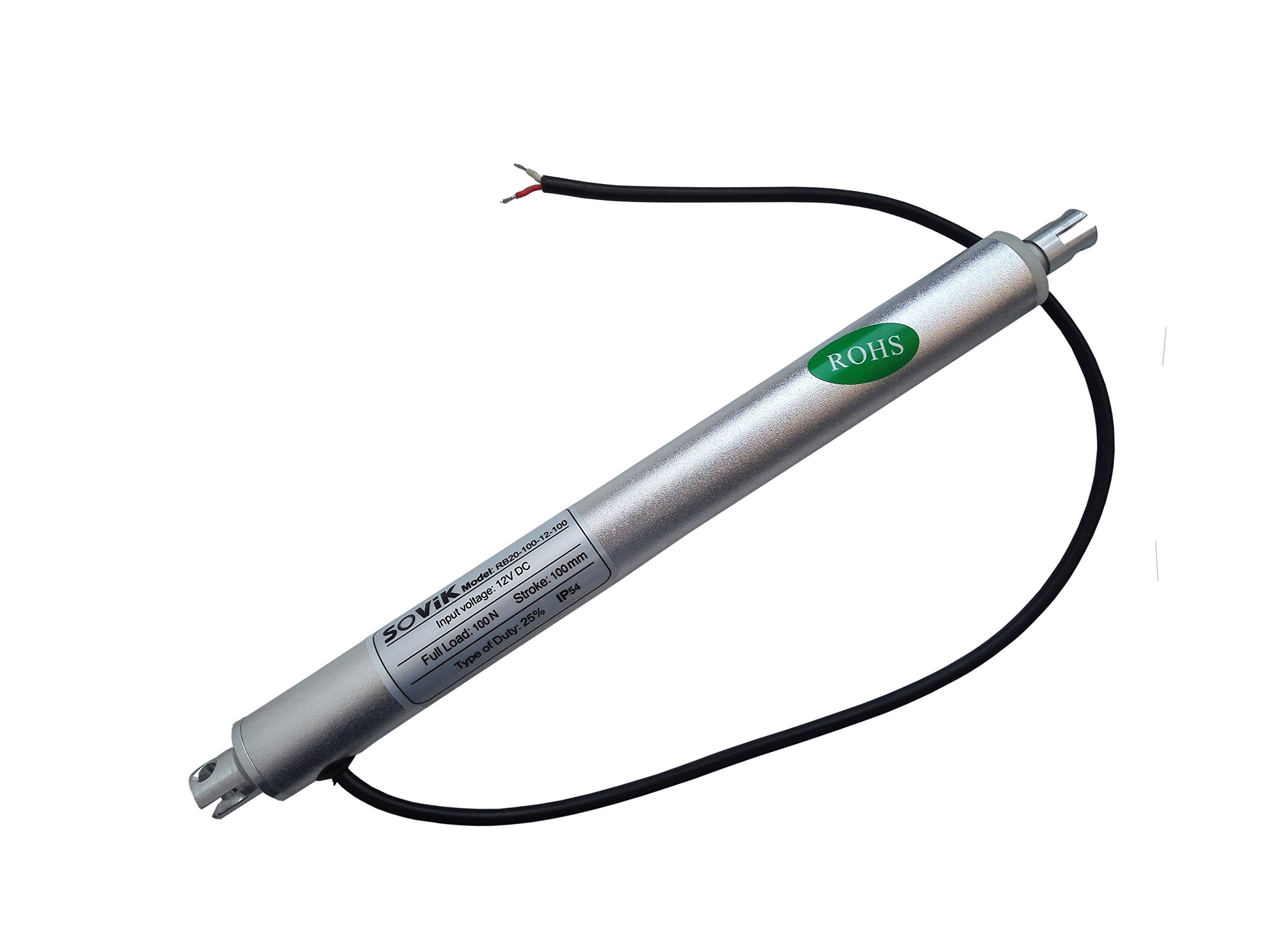 12V DC Micro Linear Actuator 4 inch Stroke Max Force 22lbs Speed 0.5"/sec Tube Diameter 0.8" Internal Limit Switch