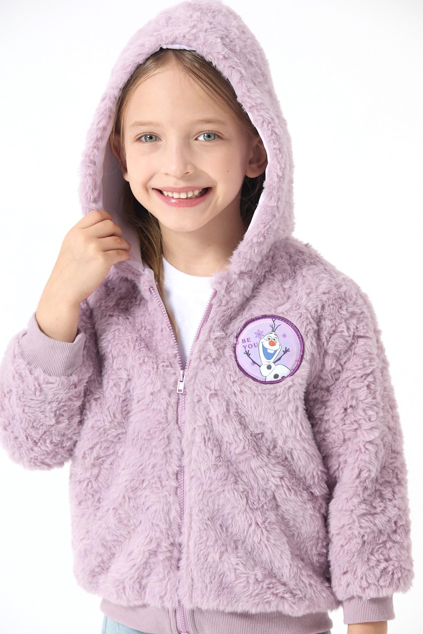 Disney Stitch Minnie Frozen Princess - Chaqueta de forro polar con cremallera Sherpa con capucha cálida para invierno, para exteriores de 2 a 13 años