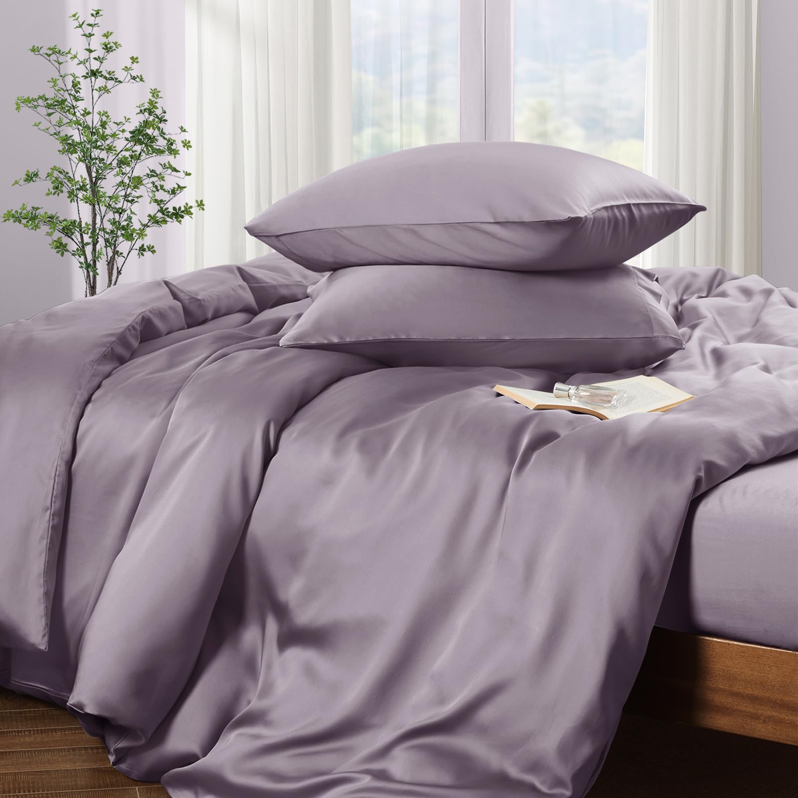Horbaunal Tencel Lyocell Duvet Cover Queen Size 3 Piece